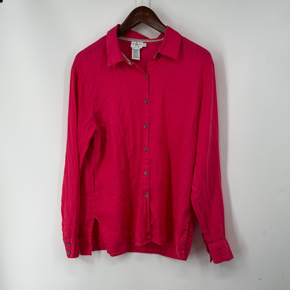Calvin Klein Jeans Linen Bold Pink Top